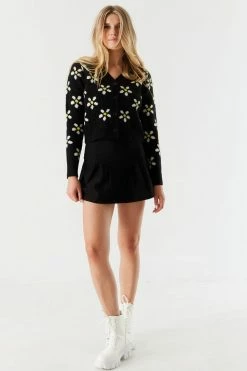 Stitches Ladies Sweaters Printed Mossy Knit Button-Up Cropped Cardigan