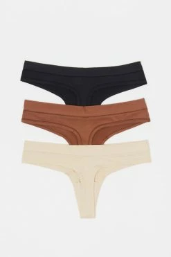 Stitches Ladies Assorted Thong Microfiber Underwear (3 Pack) Undies