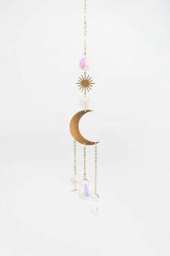Stitches Ladies Brass Moon And Crystal Suncatcher