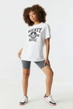 Stitches Ladies Mickey Mouse Varsity Graphic Boyfriend T-Shirt 5 Stitches Ladies Mickey Mouse Varsity Graphic Boyfriend T-Shirt