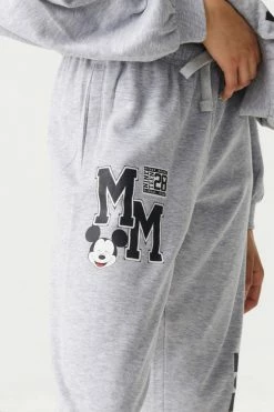 Stitches Ladies Mickey Graphic Fleece Varsity Jogger Bottoms