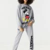 Stitches Ladies Mickey Graphic Fleece Varsity Jogger Bottoms