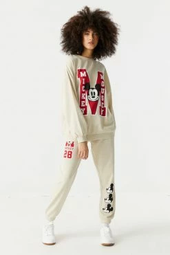 Stitches Ladies Mickey Mouse Graphic Fleece Varsity Jogger