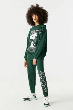 Stitches Ladies Snoopy Graphic Fleece Varsity Jogger