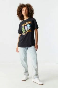 Stitches Ladies Rollin' Care Bears Graphic Boyfriend T-Shirt Tops