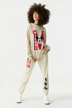 Stitches Ladies Mickey Mouse Graphic Varsity Fleece Boyfriend Sweatshirt