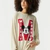Stitches Ladies Mickey Mouse Graphic Varsity Fleece Boyfriend Sweatshirt