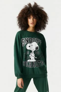 Stitches Ladies Tops Snoopy Graphic Varsity Fleece Boyfriend Sweatshirt