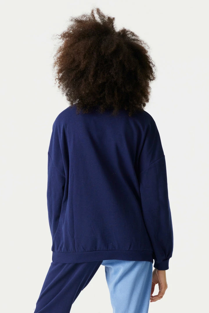 Stitches Ladies Tops Stitch Graphic Varsity Fleece Boyfriend Sweatshirt 2 Stitches Ladies Tops Stitch Graphic Varsity Fleece Boyfriend Sweatshirt