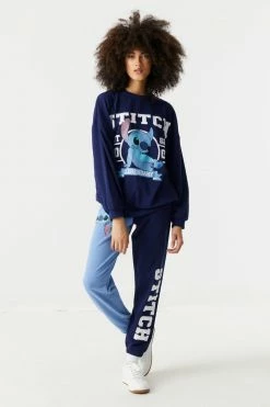 Stitches Ladies Tops Stitch Graphic Varsity Fleece Boyfriend Sweatshirt 5 Stitches Ladies Tops Stitch Graphic Varsity Fleece Boyfriend Sweatshirt