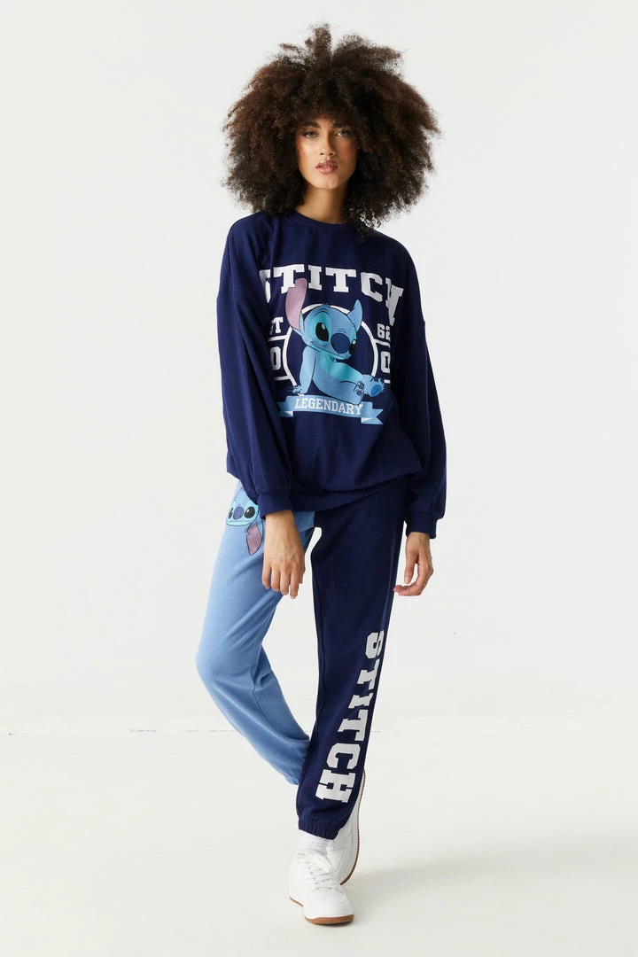 Stitches Ladies Tops Stitch Graphic Varsity Fleece Boyfriend Sweatshirt 3 Stitches Ladies Tops Stitch Graphic Varsity Fleece Boyfriend Sweatshirt