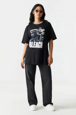 Stitches Ladies Bleach Graphic Boyfriend T-Shirt Tops