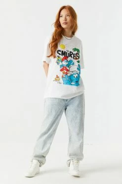Stitches Ladies Smurfs Graphic T-Shirt Tops