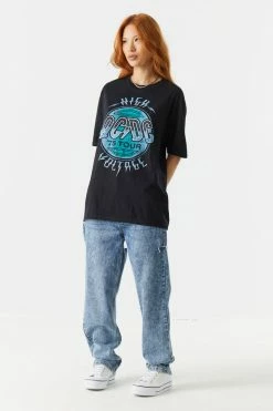 Stitches Ladies ACDC Graphic Boyfriend T-Shirt Tops