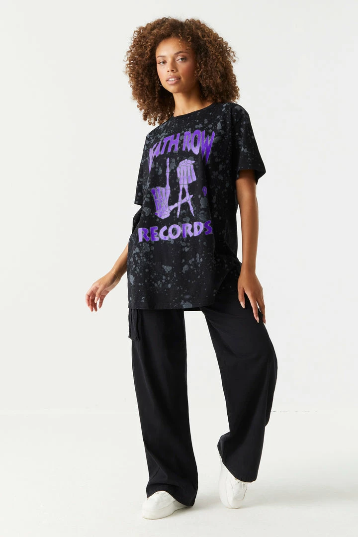 Stitches Ladies Death Row Graphic Splatter Print T-Shirt Tops 3 Stitches Ladies Death Row Graphic Splatter Print T-Shirt Tops