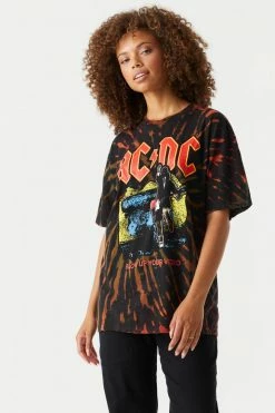 Stitches Ladies ACDC Graphic Tie-Dye T-Shirt Tops