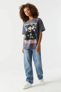 Stitches Ladies Tops Boyz In The Hood Graphic Gray Tie-Dye T-Shirt