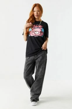 Stitches Ladies Gloomy Bear Graphic Oversized T-Shirt Tops
