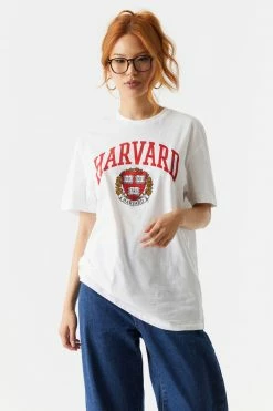 Stitches Ladies Harvard Graphic Oversized T-Shirt Tops