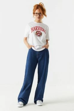 Stitches Ladies Harvard Graphic Oversized T-Shirt Tops