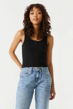 Stitches Ladies Tops Ribbed Henley Skimmer Tank Top 16 Stitches Ladies Tops Ribbed Henley Skimmer Tank Top