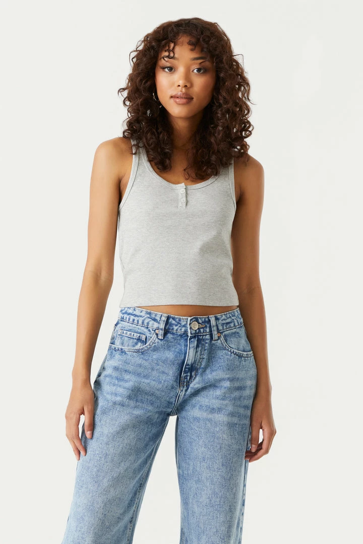 Stitches Ladies Tops Ribbed Henley Skimmer Tank Top 5 Stitches Ladies Tops Ribbed Henley Skimmer Tank Top
