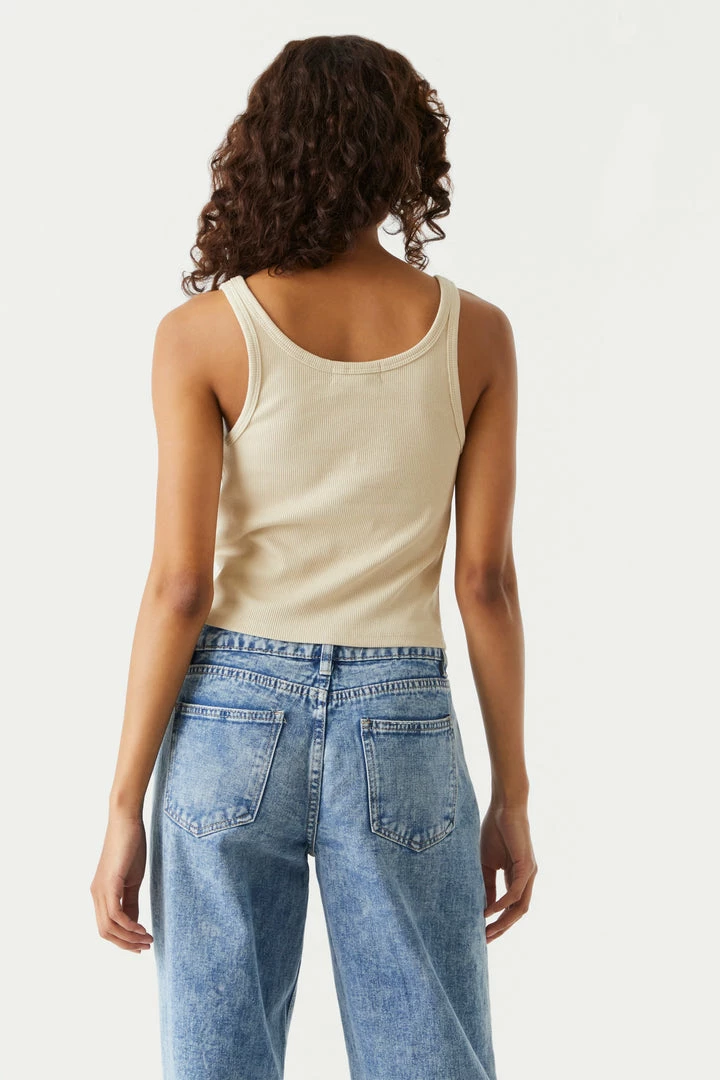 Stitches Ladies Tops Ribbed Henley Skimmer Tank Top 8 Stitches Ladies Tops Ribbed Henley Skimmer Tank Top