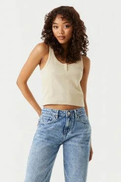 Stitches Ladies Tops Ribbed Henley Skimmer Tank Top 20 Stitches Ladies Tops Ribbed Henley Skimmer Tank Top