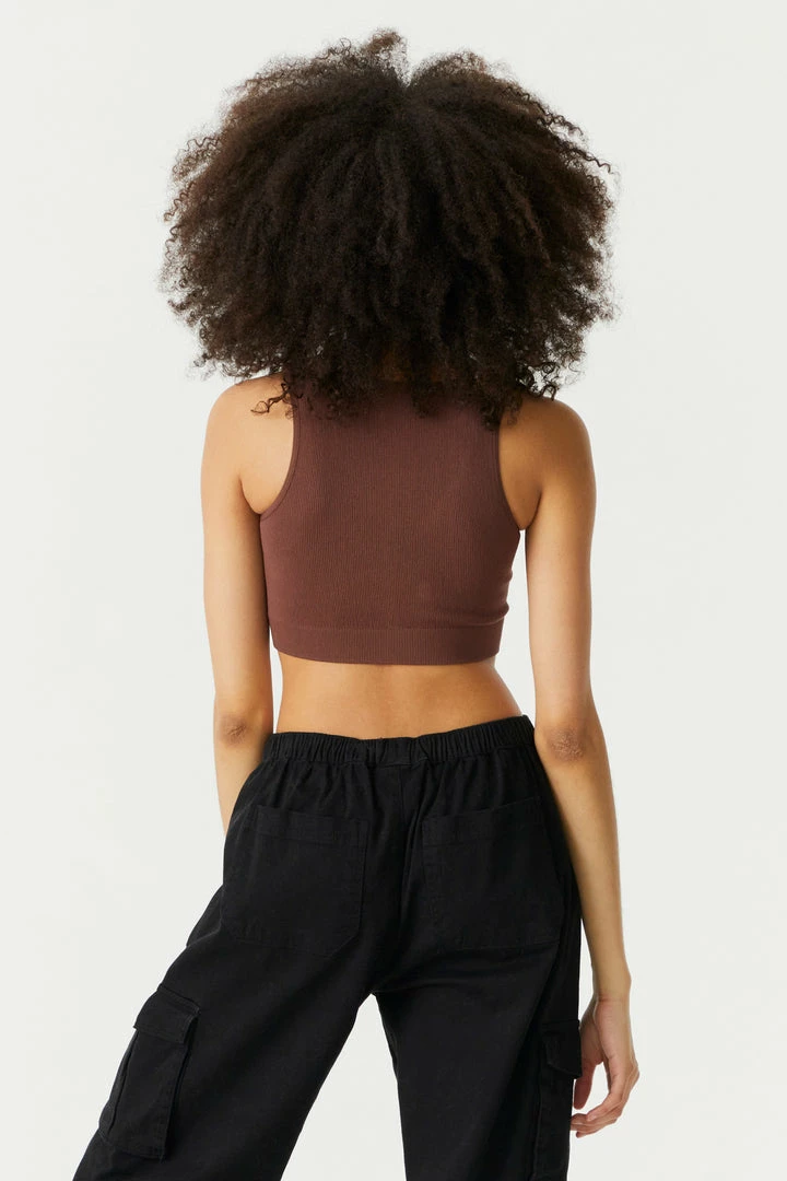 Stitches Ladies Seamless Ribbed V-Neck Cropped Tank Top Tops 11 Stitches Ladies Seamless Ribbed V-Neck Cropped Tank Top Tops