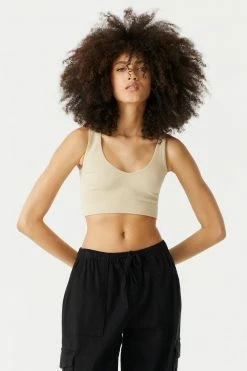 Stitches Ladies Seamless Ribbed V-Neck Cropped Tank Top Tops 30 Stitches Ladies Seamless Ribbed V-Neck Cropped Tank Top Tops