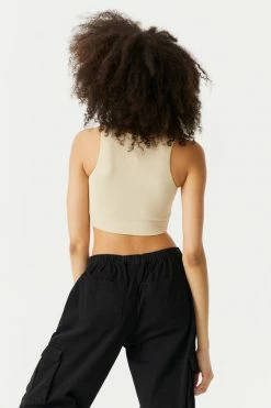 Stitches Ladies Seamless Ribbed V-Neck Cropped Tank Top Tops 31 Stitches Ladies Seamless Ribbed V-Neck Cropped Tank Top Tops