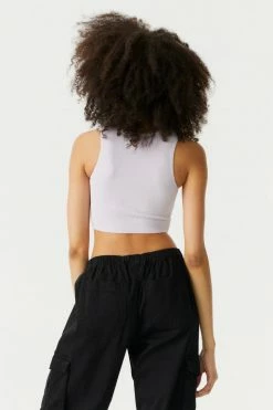 Stitches Ladies Seamless Ribbed V-Neck Cropped Tank Top Tops