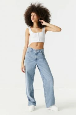 Stitches Ladies Ribbed Seamless Button-Up Cropped Tank Top Tops 26 Stitches Ladies Ribbed Seamless Button-Up Cropped Tank Top Tops