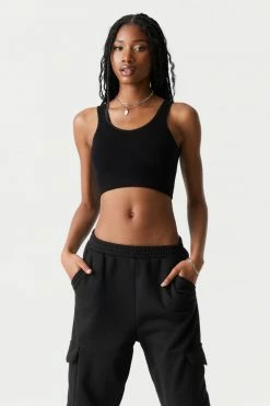 Stitches Ladies Seamless Scoop Neck Cropped Tank Top Tops