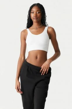 Stitches Ladies Seamless Scoop Neck Cropped Tank Top Tops