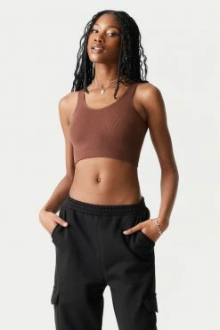 Stitches Ladies Seamless Scoop Neck Cropped Tank Top Tops