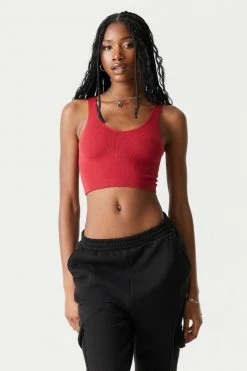 Stitches Ladies Seamless Scoop Neck Cropped Tank Top Tops
