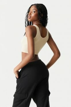 Stitches Ladies Seamless Scoop Neck Cropped Tank Top Tops