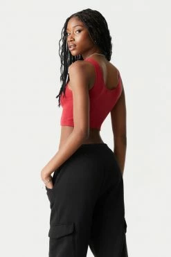 Stitches Ladies Seamless Scoop Neck Cropped Tank Top Tops