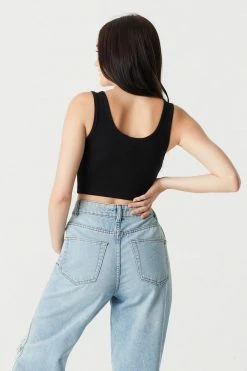 Stitches Ladies Ribbed Notch Neck Cropped Tank Top 46 Stitches Ladies Ribbed Notch Neck Cropped Tank Top