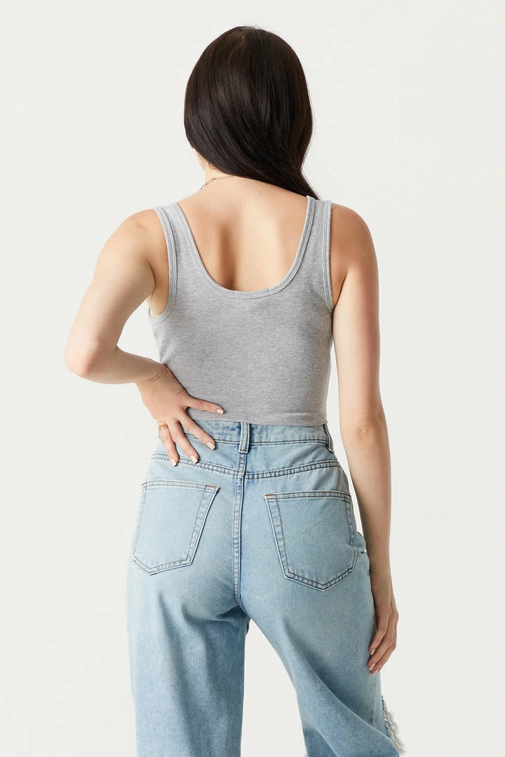 Stitches Ladies Ribbed Notch Neck Cropped Tank Top 17 Stitches Ladies Ribbed Notch Neck Cropped Tank Top