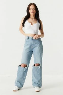 Stitches Ladies Ribbed Notch Neck Cropped Tank Top 26 Stitches Ladies Ribbed Notch Neck Cropped Tank Top