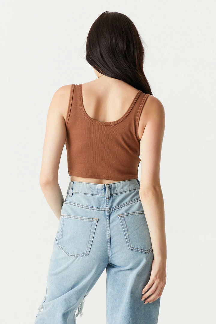 Stitches Ladies Ribbed Notch Neck Cropped Tank Top 20 Stitches Ladies Ribbed Notch Neck Cropped Tank Top