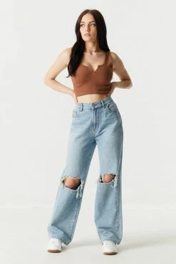 Stitches Ladies Ribbed Notch Neck Cropped Tank Top 44 Stitches Ladies Ribbed Notch Neck Cropped Tank Top