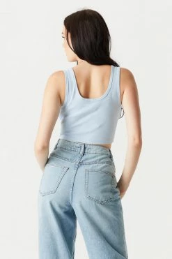 Stitches Ladies Ribbed Notch Neck Cropped Tank Top 34 Stitches Ladies Ribbed Notch Neck Cropped Tank Top