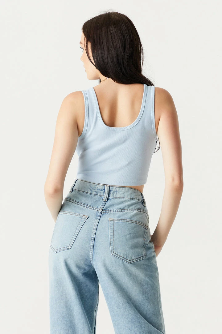 Stitches Ladies Ribbed Notch Neck Cropped Tank Top 11 Stitches Ladies Ribbed Notch Neck Cropped Tank Top