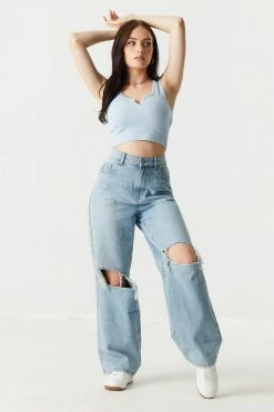 Stitches Ladies Ribbed Notch Neck Cropped Tank Top 35 Stitches Ladies Ribbed Notch Neck Cropped Tank Top