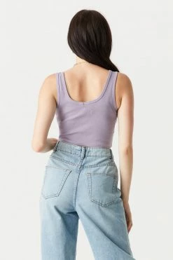 Stitches Ladies Ribbed Notch Neck Cropped Tank Top 31 Stitches Ladies Ribbed Notch Neck Cropped Tank Top