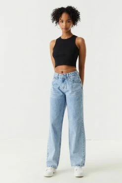 Stitches Ladies Ribbed High Neck Cropped Tank Top Tops