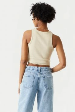 Stitches Ladies Ribbed High Neck Cropped Tank Top Tops